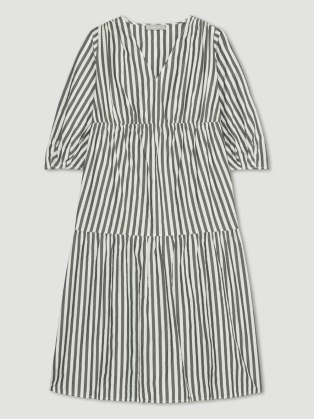 Everlane Striped Poplin Tiered Maxi Dress in Black and White